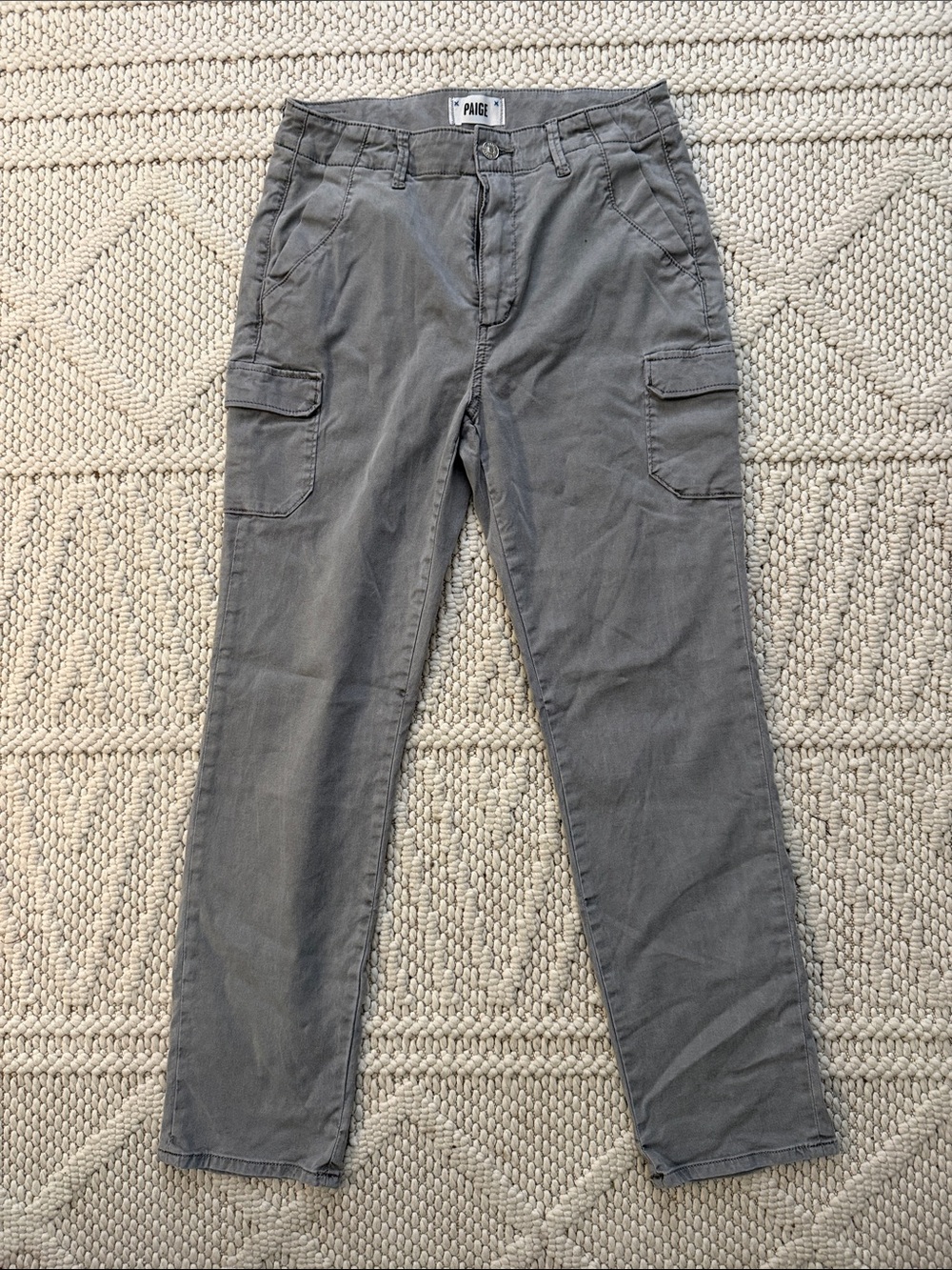 PAIGE Men's Gray Cargo Pants with Flap Pockets